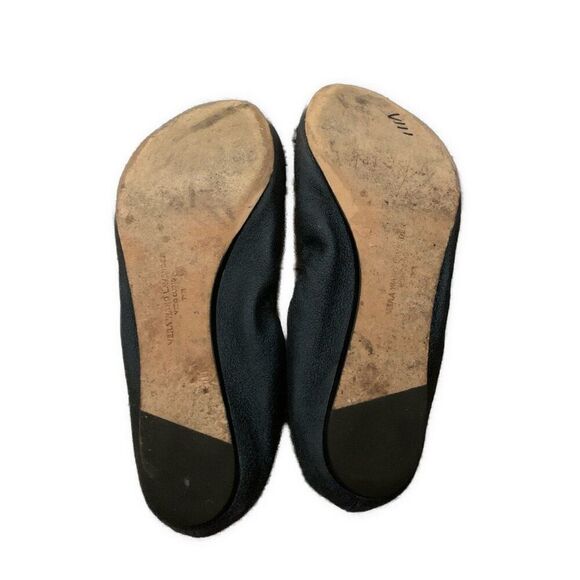 Vera Wang Navy Blue Shine Silver Rhinestone Peep Toe Ballet Flats 7.5 - Picture 4 of 8